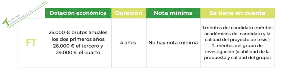 Información resumida de las becas  Fundación Tatiana